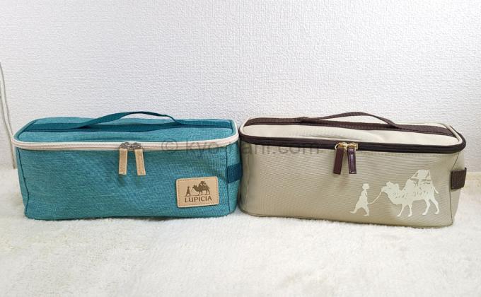 ルピシア2022年と2021年夏の福袋「松」の特典ストレージバッグを並べた写真